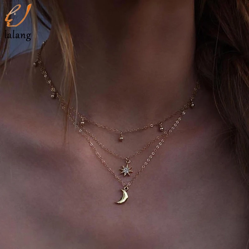 Simple Boho Gold Silver Color Star Moon Bead Multilayer Chockers Necklace For Women Bijou Necklaces Pendants Layering Chokers
Simple Boho Gold Silver Color Star Moon Bead Multilayer Chockers Necklace For Women Bijou Necklaces Pendants Layering Chokers