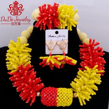 2017 Dubai Yellow And Red African Nigerian Jewelry Set Supplies Brand Ball beads For brides Choker Necklace Set Accessories
2017 Dubai Yellow And Red African Nigerian Jewelry Set Supplies Brand Ball beads For brides Choker Necklace Set Accessories