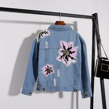 New Autumn Fashion Female Outwear Single Breasted Turn Down Collar Beading Sequins All-match Women Denim Jackets Coats
New Autumn Fashion Female Outwear Single Breasted Turn Down Collar Beading Sequins All-match Women Denim Jackets Coats