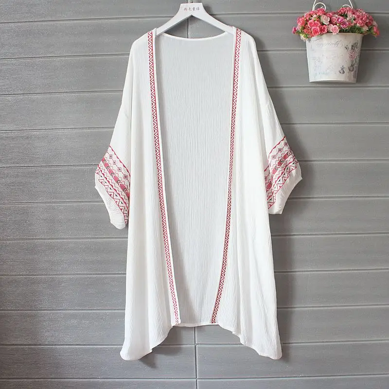 Embroidery Cardigan Women Beach Kimono Long Cardigan Summer Ethnic White Shirt Linen Tops Korean Clothes Tunic Vintage Modis New
Embroidery Cardigan Women Beach Kimono Long Cardigan Summer Ethnic White Shirt Linen Tops Korean Clothes Tunic Vintage Modis New