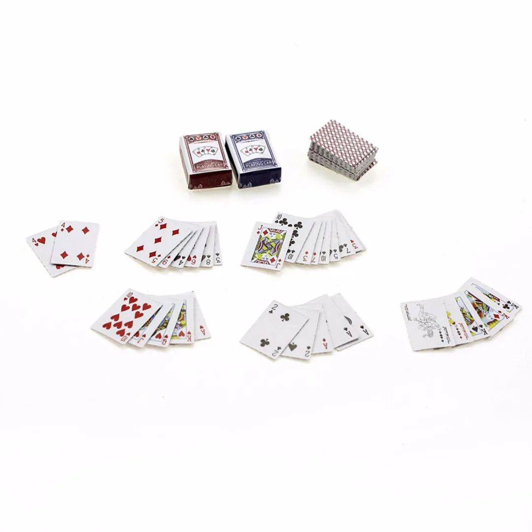 1 Set 1:12 Cute Miniature Dollhouse Cute Mini Poker Playing Cards Style Random Mini Cute Poker Doll Accessories