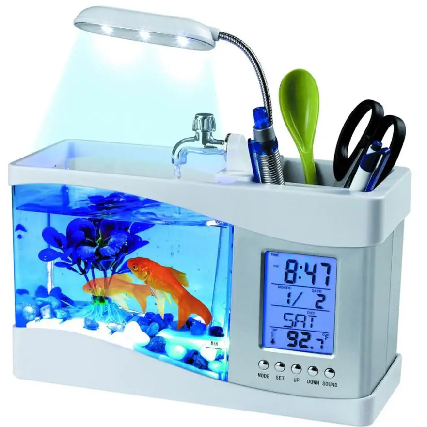 2018 Popular USB Desktop Mini Fish Tank Aquarium Glass LCD Timer Clock LED Lamp Light Black/White led aquarium fish tank
2018 Popular USB Desktop Mini Fish Tank Aquarium Glass LCD Timer Clock LED Lamp Light Black/White led aquarium fish tank