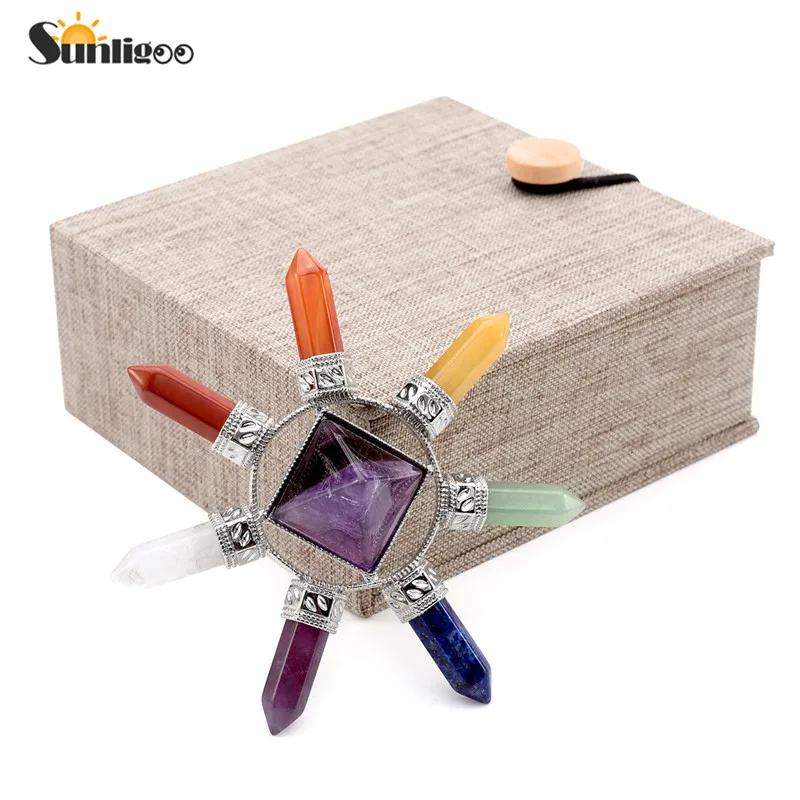 Sunligoo 2018 Pyramid Crystal Energy Generator Chakra Stone Points Seven Direction Amethyst Reiki Stone for Healing Meditation
Sunligoo 2018 Pyramid Crystal Energy Generator Chakra Stone Points Seven Direction Amethyst Reiki Stone for Healing Meditation