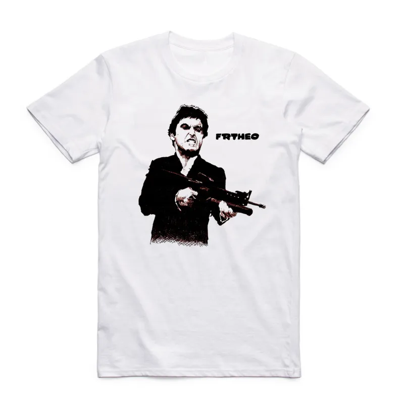 Мужская футболка с принтом знаменитого фильма Scarface Летняя Повседневная белая