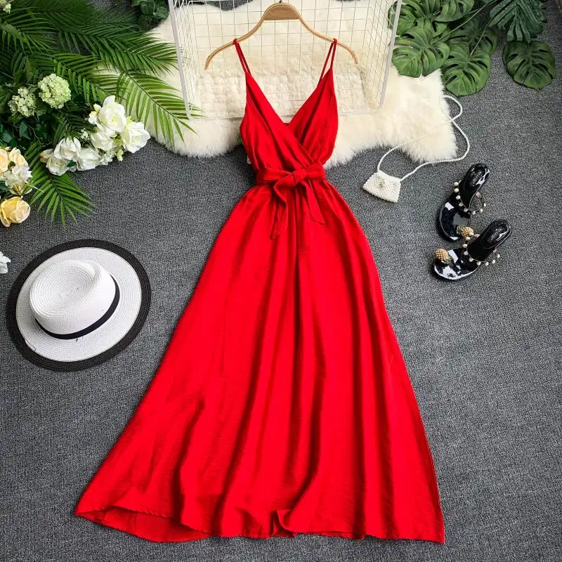 Summer Women Dresses Sexy Ladies V-neck Spaghetti Strap A-line Sleeveless Dress Elegant Female Korean Beach Fairy Club Dress
Summer Women Dresses Sexy Ladies V-neck Spaghetti Strap A-line Sleeveless Dress Elegant Female Korean Beach Fairy Club Dress