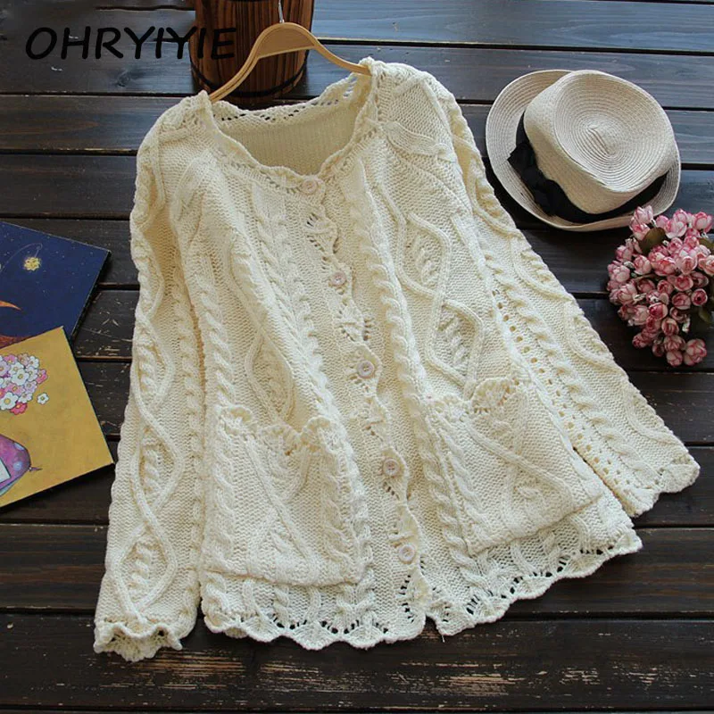 OHRYIYIE Beige/Red 2019 Spring Autumn Fashion Mori Girl Style Women Cardigan Solid Color Sweater Knitted Cotton Short Coats Tops
OHRYIYIE Beige/Red 2019 Spring Autumn Fashion Mori Girl Style Women Cardigan Solid Color Sweater Knitted Cotton Short Coats Tops