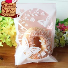 50 piezas 13x19 cm mariposa Rosa panadería galleta dulce galleta regalo jabón Favor Cello OPP bolsa de plástico decoraciones de la boda(China)