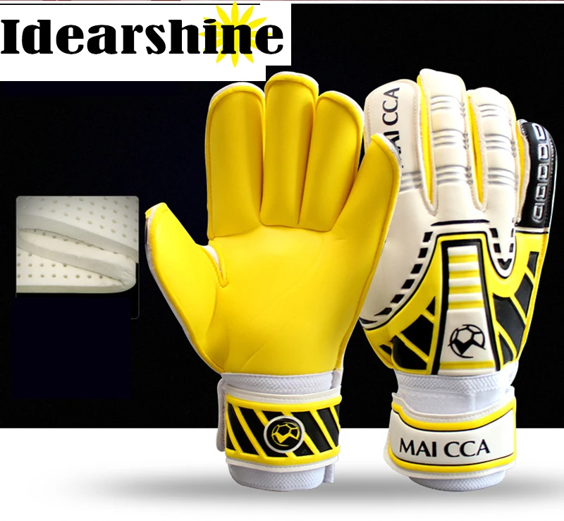Image Yellow Goalkeeper Super soft Latex Gloves thick Football Finger Guard Goalie Soccer Gloves #16222304