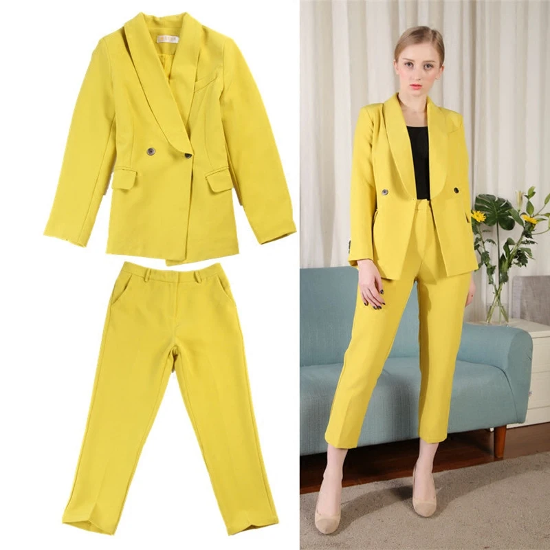 The new yellow suit female long section of small fragrant wind Slim trendy Western style two-piece suit
The new yellow suit female long section of small fragrant wind Slim trendy Western style two-piece suit
