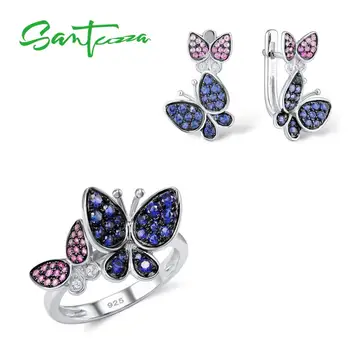 SANTUZZA Silver Jewelry Set for Women Elegant Blue Pink Stones Butterfly Earrings Ring Set 925 Sterling Silver Chic Jewelry Set
SANTUZZA Silver Jewelry Set for Women Elegant Blue Pink Stones Butterfly Earrings Ring Set 925 Sterling Silver Chic Jewelry Set