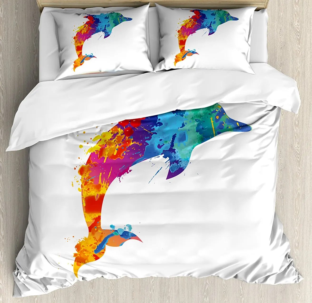 Dolphin Duvet Cover Set Multicolored Animal Design Watercolor Pattern Vibrant Ocean Mammal Image Print 4 Piece Bedding Set
Dolphin Duvet Cover Set Multicolored Animal Design Watercolor Pattern Vibrant Ocean Mammal Image Print 4 Piece Bedding Set