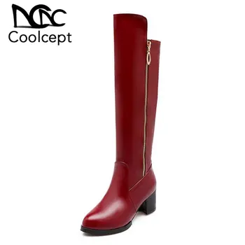 Coolcept Plus Size 34-47 Fashion Women High Heels Boots Zipper Pointed Toe Warm Fur Boots Knee High Winter Motorcycle Shoes
Coolcept Plus Size 34-47 Fashion Women High Heels Boots Zipper Pointed Toe Warm Fur Boots Knee High Winter Motorcycle Shoes