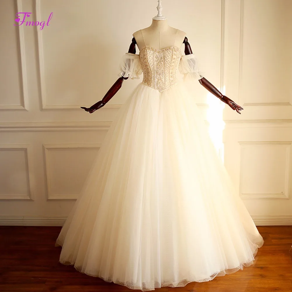 Melice Design Luxury Beaded Pearls A-Line Princess Wedding Dress 2019 Fashion Short Sleeve Lace Up Bridal Dress Vestido de Noiva
Melice Design Luxury Beaded Pearls A-Line Princess Wedding Dress 2019 Fashion Short Sleeve Lace Up Bridal Dress Vestido de Noiva