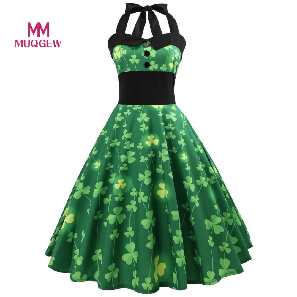 MUQGEW Women St Patrick's Day Dress Elegant Sexy Slim Floral Printing Halter Sleeveless Party Swing Dress Hot Selling Vestidos
MUQGEW Women St Patrick's Day Dress Elegant Sexy Slim Floral Printing Halter Sleeveless Party Swing Dress Hot Selling Vestidos