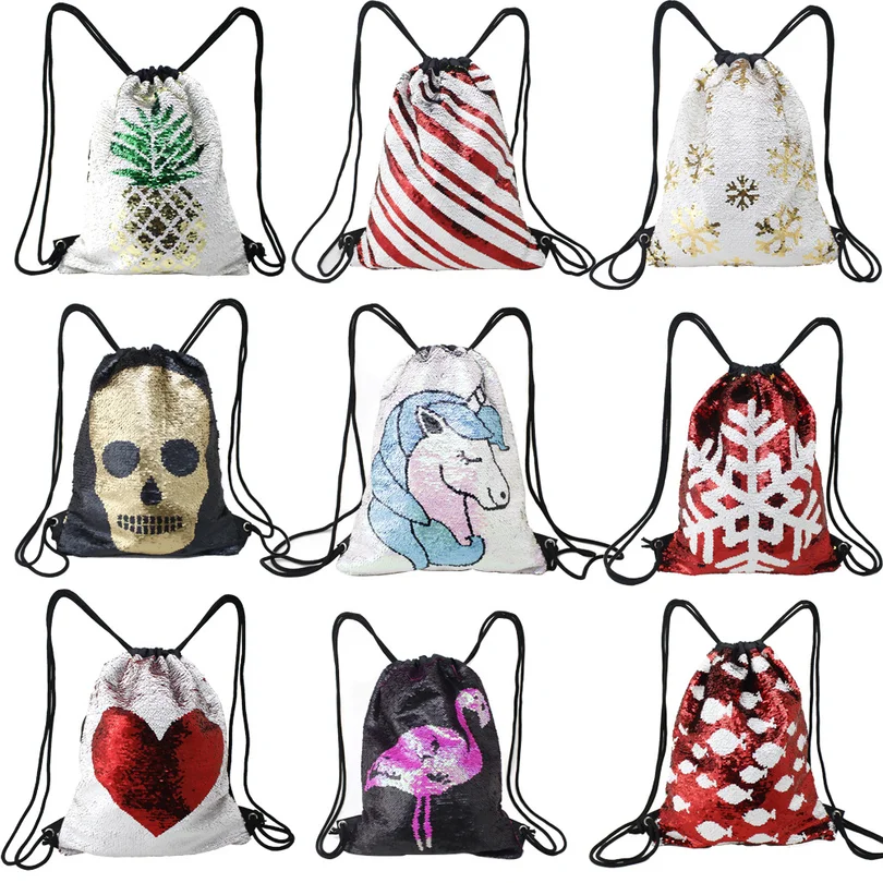 Hot Sale Unicorn Heart Snowflake Pineapple Sequin Backpack Drawstring Bag For Girl School Bag Kids Bags Drop Shipping
Hot Sale Unicorn Heart Snowflake Pineapple Sequin Backpack Drawstring Bag For Girl School Bag Kids Bags Drop Shipping