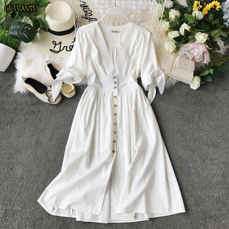 2019 Summer Bohemian White Linen Dress Women V Neck Half Sleeve Solid Single Breasted Vintage Robe Longue Evening Party Dresses
2019 Summer Bohemian White Linen Dress Women V Neck Half Sleeve Solid Single Breasted Vintage Robe Longue Evening Party Dresses