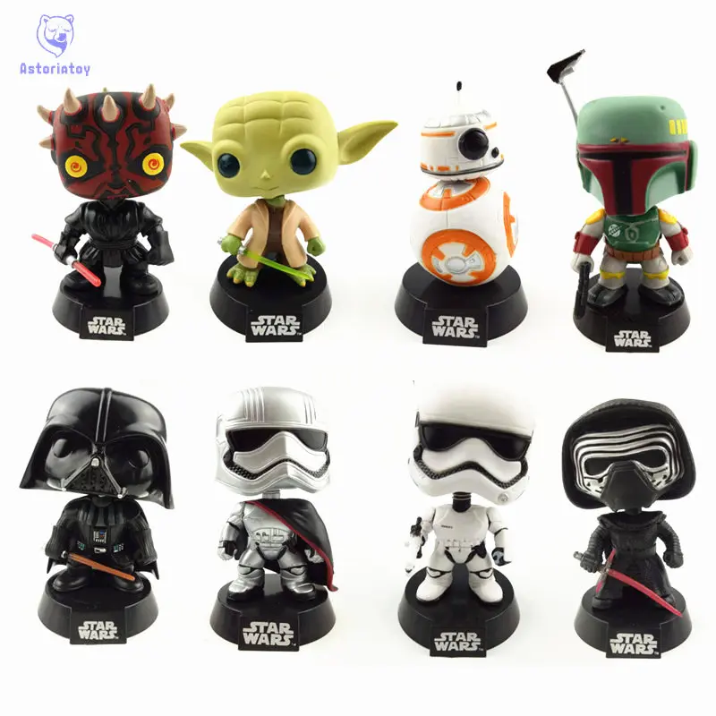 NEW 10cm Star wars BB-8 Boba fett Yoda Darth vader Captain phasma action figure Bobble Head Q Edition no box for Car Decoration
NEW 10cm Star wars BB-8 Boba fett Yoda Darth vader Captain phasma action figure Bobble Head Q Edition no box for Car Decoration