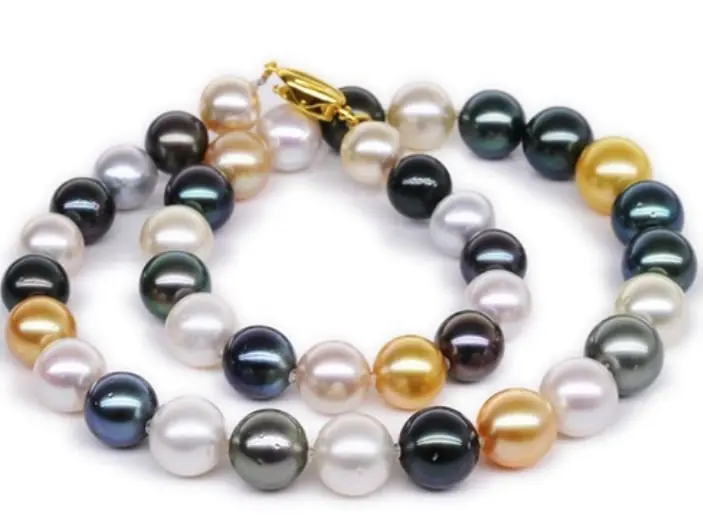 30% off HOT## Wholesale HUGE 18"10-12MM NATURAL SOUTH SEA GENUINE WHITE GOLD BLACK MU PEARL NECKLACE 14KGP | Украшения и
