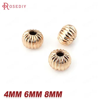 

20PCS 4MM 6MM 8MM 24K Champagne Gold Color Plated Brass Pumpkin Spacer Beads High Quality Diy Jewelry Accessories