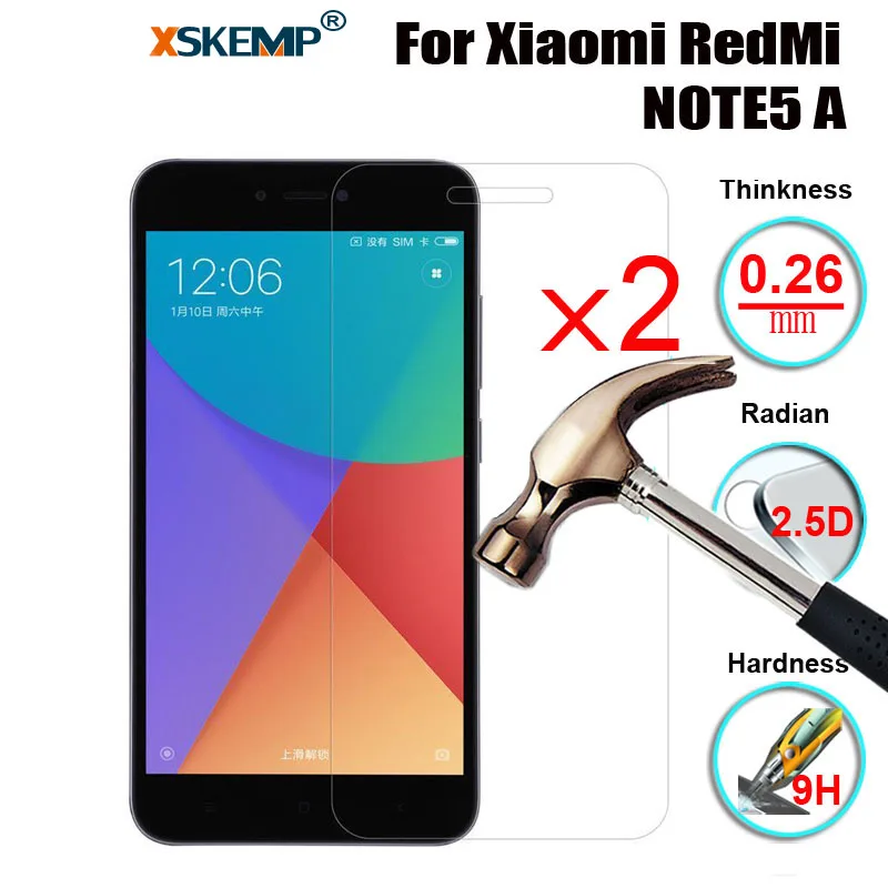 XSKEMP 2Pcs/Lot 9H 0.26mm Explosion-Proof Tempered Glass For Xiaomi RedMi NOTE5 A Ultra Clear Screen Protector Protective Film
XSKEMP 2Pcs/Lot 9H 0.26mm Explosion-Proof Tempered Glass For Xiaomi RedMi NOTE5 A Ultra Clear Screen Protector Protective Film