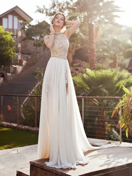 kurtis New Designer Lace Bodice High Jewel Neck Bridal Dress Sexy Fashion Court Train A Line Chiffon Wedding Dresses
kurtis New Designer Lace Bodice High Jewel Neck Bridal Dress Sexy Fashion Court Train A Line Chiffon Wedding Dresses