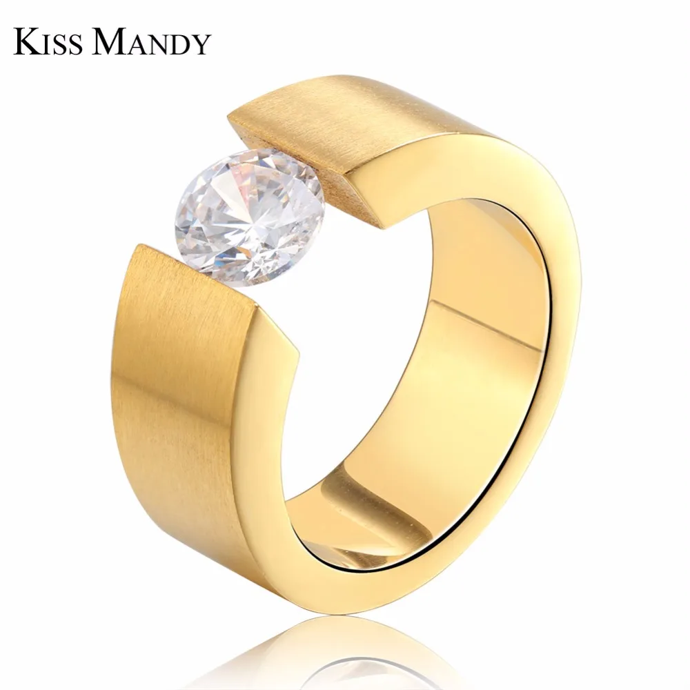 KISS MANDY Gold Color High Quality Stainless Steel Ring with Clear CZ Cubic Zirconia Wide Band for Men Ring Jewelry FR23
KISS MANDY Gold Color High Quality Stainless Steel Ring with Clear CZ Cubic Zirconia Wide Band for Men Ring Jewelry FR23