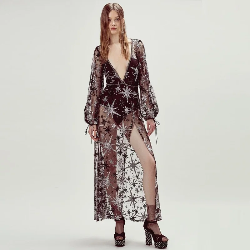 FOR LOVE Designer Spring Runway Dress Women Sexy V Neck Sequined Voile Maxi Dress Female Holiday Party Dresses Fashion
FOR LOVE Designer Spring Runway Dress Women Sexy V Neck Sequined Voile Maxi Dress Female Holiday Party Dresses Fashion