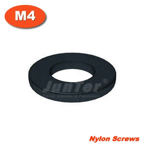 

100pcs/lot M4(ID) x 9(OD) x 1mm Thick Black Nylon Flat Washer