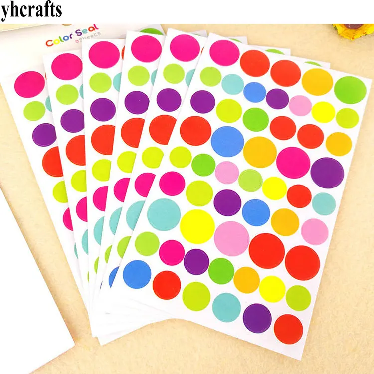 324PCS(6 sheets)/LOT.Colorful round spot paper stickers Scrapbooking kit Packing label Kindergarten reward label DIY toys Outlet
324PCS(6 sheets)/LOT.Colorful round spot paper stickers Scrapbooking kit Packing label Kindergarten reward label DIY toys Outlet