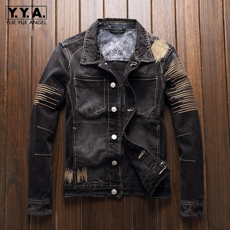 Embroidery Denim Coat Male Japan Style Vintage Slim Outside Jean Jacket Luxury Autumn Casual Long Sleeve Biker Jacket Outwear
Embroidery Denim Coat Male Japan Style Vintage Slim Outside Jean Jacket Luxury Autumn Casual Long Sleeve Biker Jacket Outwear