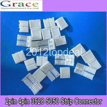 

200PCS Solderless Clip-on Coupler Connector 2pin 4pin RGB for 3528 5050 LED Strip Light