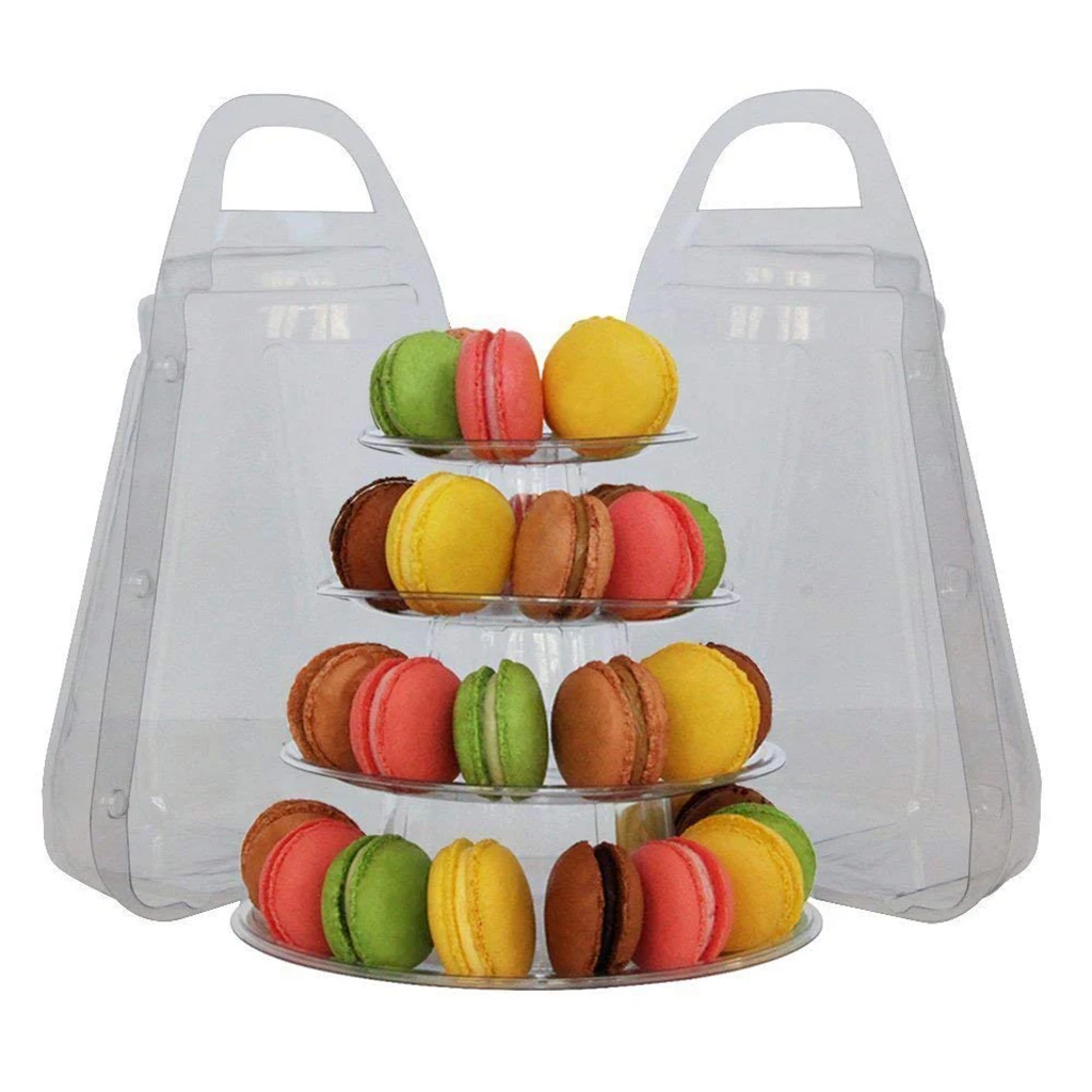 4 Tier Clear Macaron French Macaroons Tower Cake Cupacake Stand Box Weddings