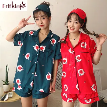Fdfklak Cartoon cute pajamas women sleepwear set summer pijamas set casual cotton home clothes girl's nightwear with Eye mask
Fdfklak Cartoon cute pajamas women sleepwear set summer pijamas set casual cotton home clothes girl's nightwear with Eye mask