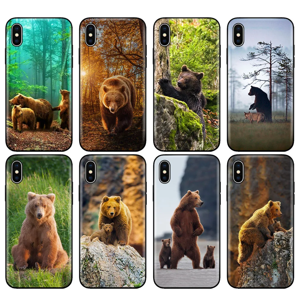 Черный чехол из ТПУ для iphone 5 5s se 6 6s 7 8 plus x 10 силиконовый XR XS 11 pro MAX с коричневым