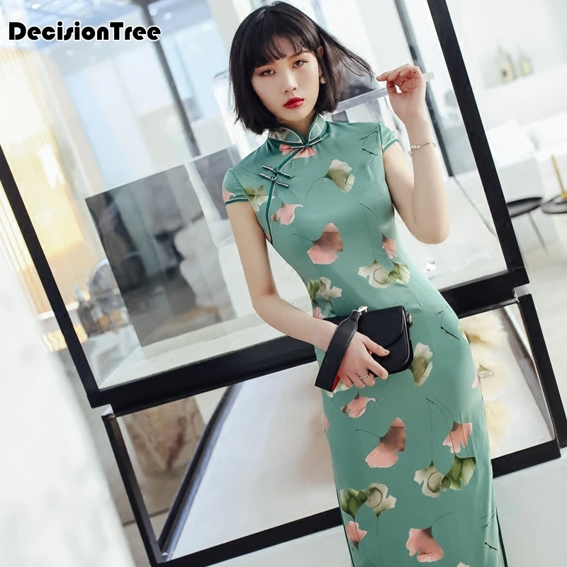 2019 silk satin traditional chinese dress women short sleeves vestidos vintage qipao sexy cheongsam flower print party
2019 silk satin traditional chinese dress women short sleeves vestidos vintage qipao sexy cheongsam flower print party