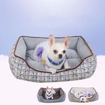 

Winter Warming Pet Dog Bed Mats Cushion Soft Washable Plaid Flannel Puppy Kitten Waterproof Sofa Kennel For Small Medium Dog Cat