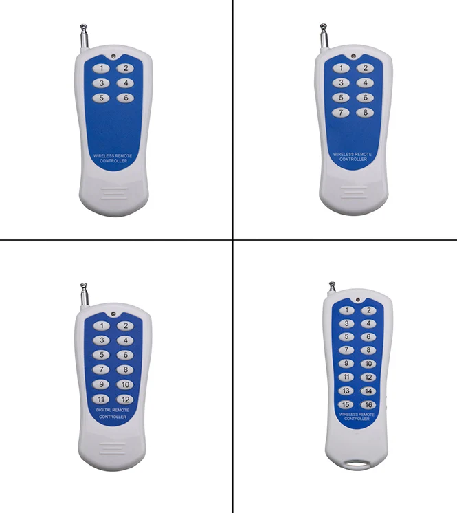 xuanlongyuan 6 8 12 16 CH Channels 6CH 8CH 2CH 16CH RF Transmitter Wireless Remote Control ,315 / 433.92 MHZ Garage Door/lamp
xuanlongyuan 6 8 12 16 CH Channels 6CH 8CH 2CH 16CH RF Transmitter Wireless Remote Control ,315 / 433.92 MHZ Garage Door/lamp