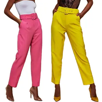 Casual Women Belted Straight Loose Leg Pants High Waist Autumn Belted Solid Color Trousers Office Lady Pants
Casual Women Belted Straight Loose Leg Pants High Waist Autumn Belted Solid Color Trousers Office Lady Pants