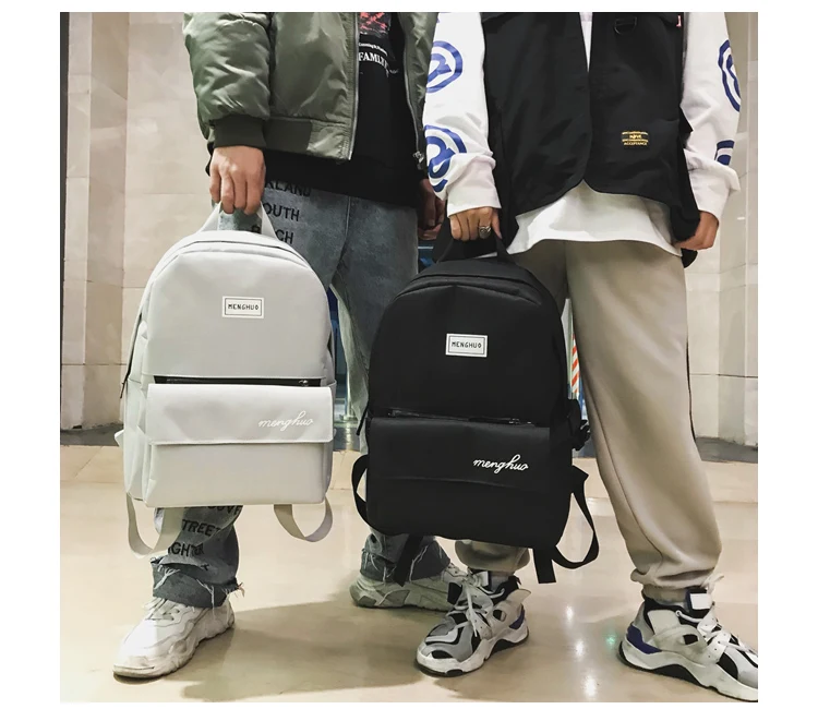 Menghuo 2pcs:set Backpack Bags for Teenager Girls Net Pocket Women School Bag Men Laptop Backpack Travel Bag Rucksack Mochilas_31