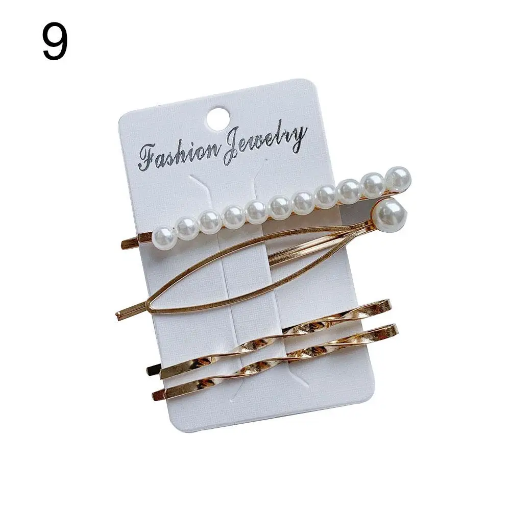 3pcs simple pearl hairpin fashion innovative head clip for girls
