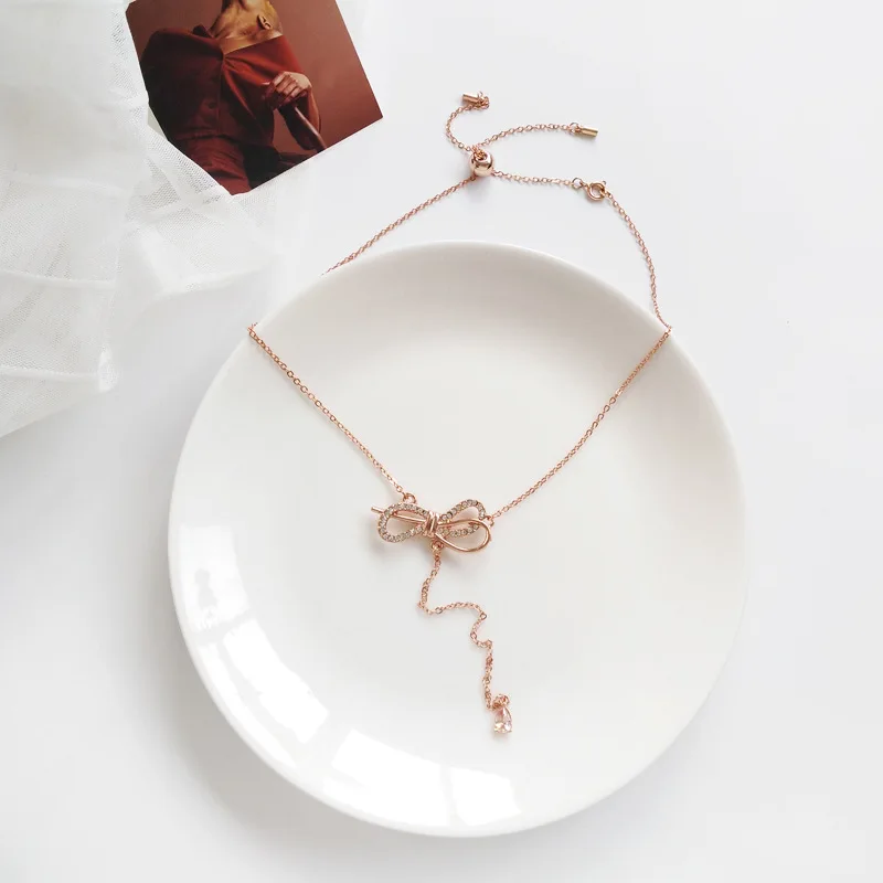 Zircon Bow-Knot Short Necklace 2019 New Rose-gold Fashion Jewelry Present for Women Girls Wholesale Accessory
Zircon Bow-Knot Short Necklace 2019 New Rose-gold Fashion Jewelry Present for Women Girls Wholesale Accessory