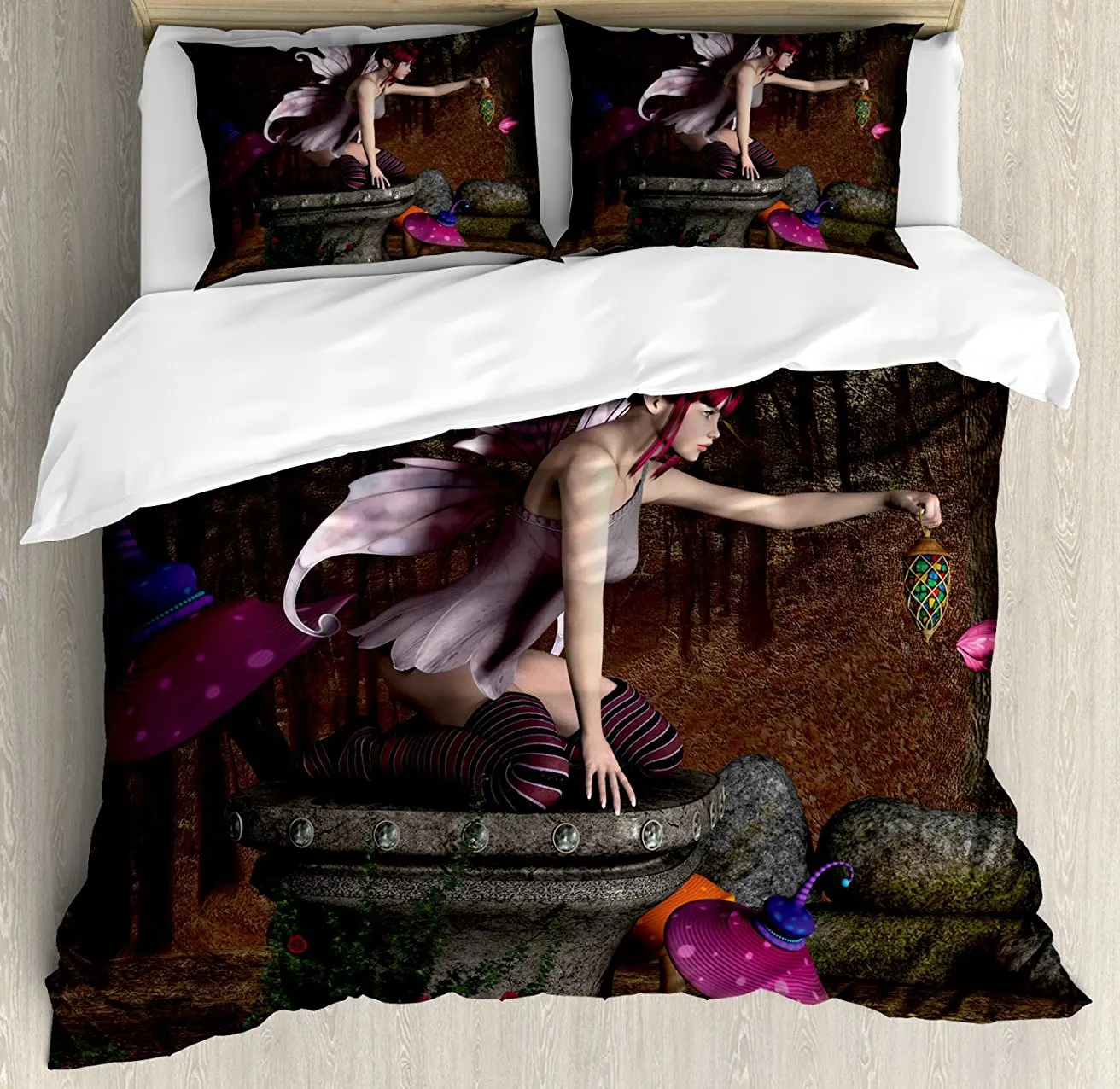 Fairy Duvet Cover Set Three Dimensional Mythical Creature Design with Magical Artifact on Pedestal Forest Decorative Bedding Set
Fairy Duvet Cover Set Three Dimensional Mythical Creature Design with Magical Artifact on Pedestal Forest Decorative Bedding Set