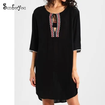Black Cover up Embroidery Beach Pareo Bathing suit Cover ups Sarong Bikini Cover up Beachwear 2020 Vestido playa Cover ups
Black Cover up Embroidery Beach Pareo Bathing suit Cover ups Sarong Bikini Cover up Beachwear 2020 Vestido playa Cover ups