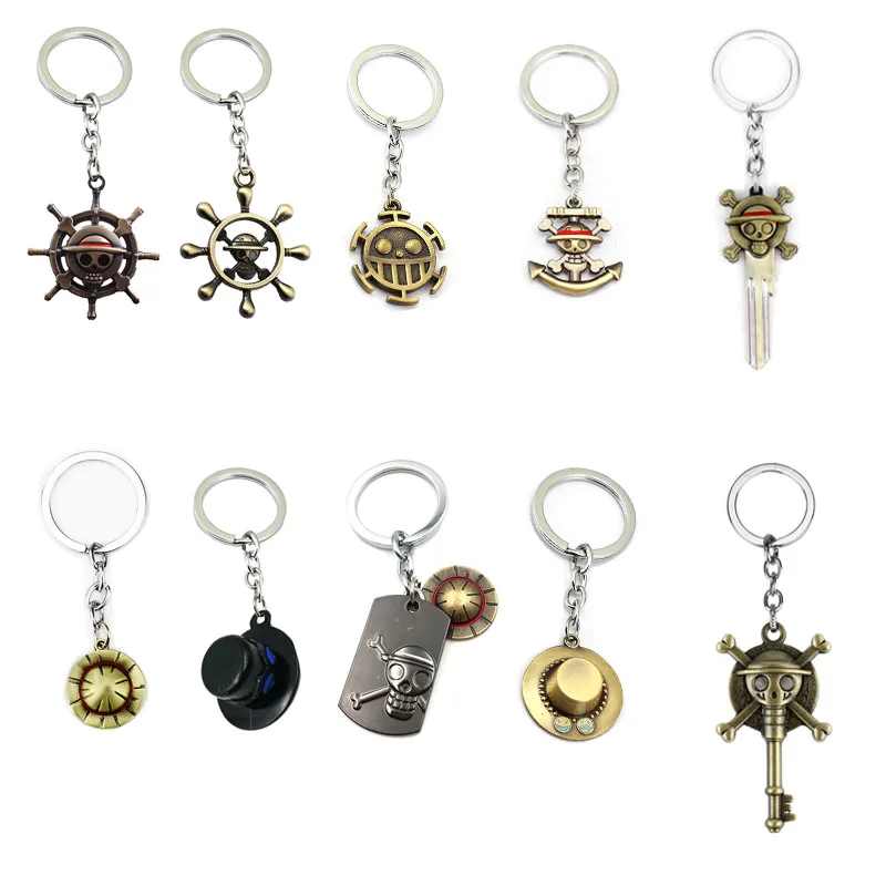 

Anime ONE PIECE Keychain Key Chain Luffy Zoro Sanji Nami hat Key Ring Car Charm Holder Chaveiro Pendant keyring fashion jewelry