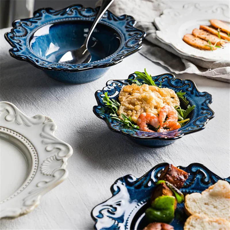 NIMITIME Ceramic European Style Retro Two Color Embossed Home Dish Western Dish Rice Noodle Bowl Dinner Plate Tableware
NIMITIME Ceramic European Style Retro Two Color Embossed Home Dish Western Dish Rice Noodle Bowl Dinner Plate Tableware