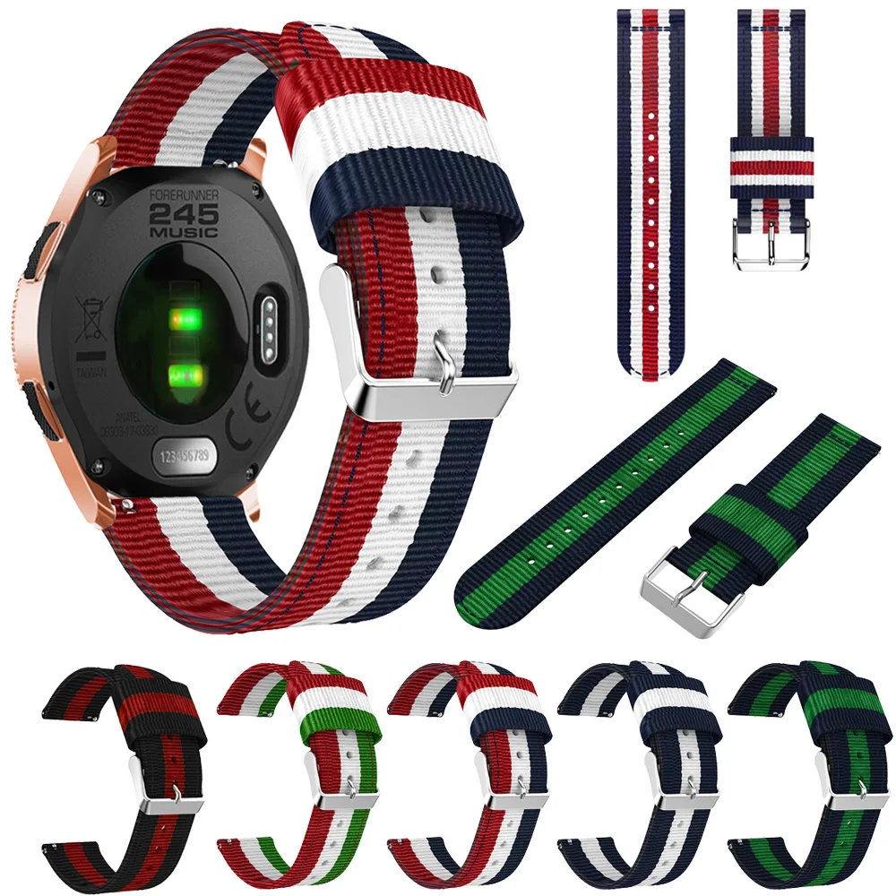 Fashion Striped Nylon Strap Watchband For Garmin Forerunner 245 245M 645 Smart Watch Bracelet Nylon Replacement 20mm Wristband
Fashion Striped Nylon Strap Watchband For Garmin Forerunner 245 245M 645 Smart Watch Bracelet Nylon Replacement 20mm Wristband