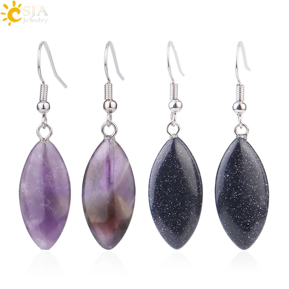 CSJA Natural Stone Dangle Earrings Horse Eye Shaped Pink Purple Crystal Quartz Drop Earring Simple Ear Jewellery for Women F978
CSJA Natural Stone Dangle Earrings Horse Eye Shaped Pink Purple Crystal Quartz Drop Earring Simple Ear Jewellery for Women F978