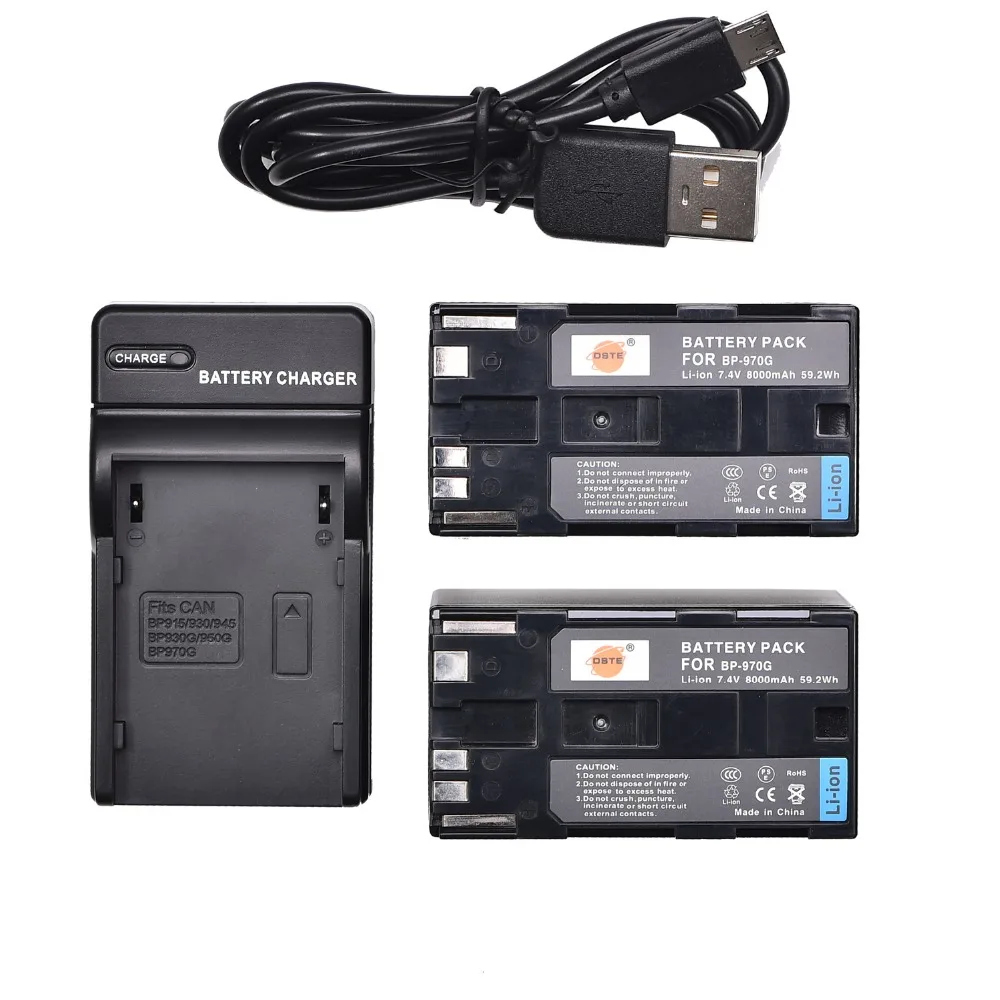 DSTE 2PCS BP-970G Li-ion Battery + UDC25 USB Port Charger for Canon XLH1 XHG1 XHA1 XL2 XM2 XH G1S XF305 XF300 XF105 Camera | Электроника