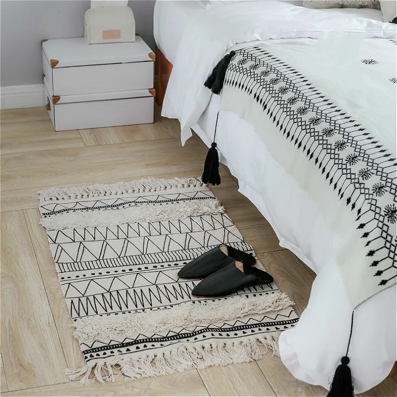 Nordic Bohemian Morocco Hand Woven Cotton Linen Carpet Tassel Bedside Rug Geometric Floor Mat Living Room Bedroom Home Decor
Nordic Bohemian Morocco Hand Woven Cotton Linen Carpet Tassel Bedside Rug Geometric Floor Mat Living Room Bedroom Home Decor