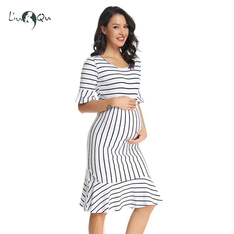 Ruffles Maternity Dress Pregnant Clothes Striped Flare Sleeve High waist Mermaid Baby Shower Pregnancy Dresses Womens Clothing
Ruffles Maternity Dress Pregnant Clothes Striped Flare Sleeve High waist Mermaid Baby Shower Pregnancy Dresses Womens Clothing